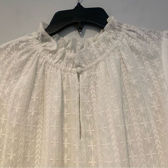 Anthropologie Current Air Button Front Mock Neck Blouse Size Large - Picture 2 of 5